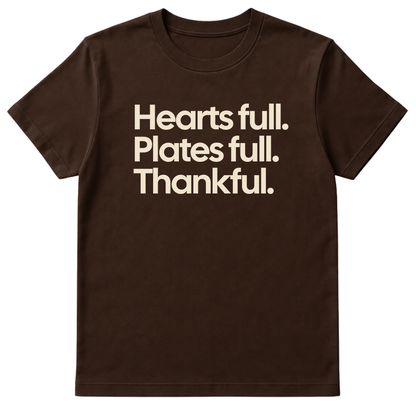 Hearts Full. Plates Full. Thankful Unisex Tee-ENJEN DESIGN